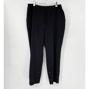 Chicos Zenergy UPF Convertible Crop Pants Sz 14 Black Cargo Pocket Snap Roll Tab